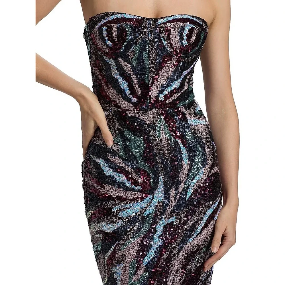 NEW Bronx and Banco Dahlia Pink Multi Strapless Maxi Dress $880 - Size Medium - Picture 8 of 16
